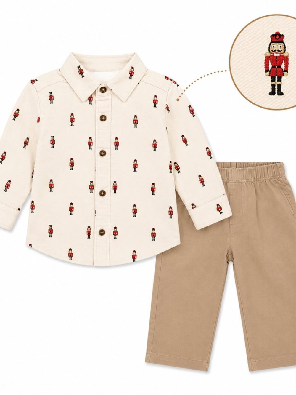 NWT Carter’s Toddler Boy 2T Holiday 2 Piece Set Nutcracker Shirt Khaki Pants - Picture 2 of 3